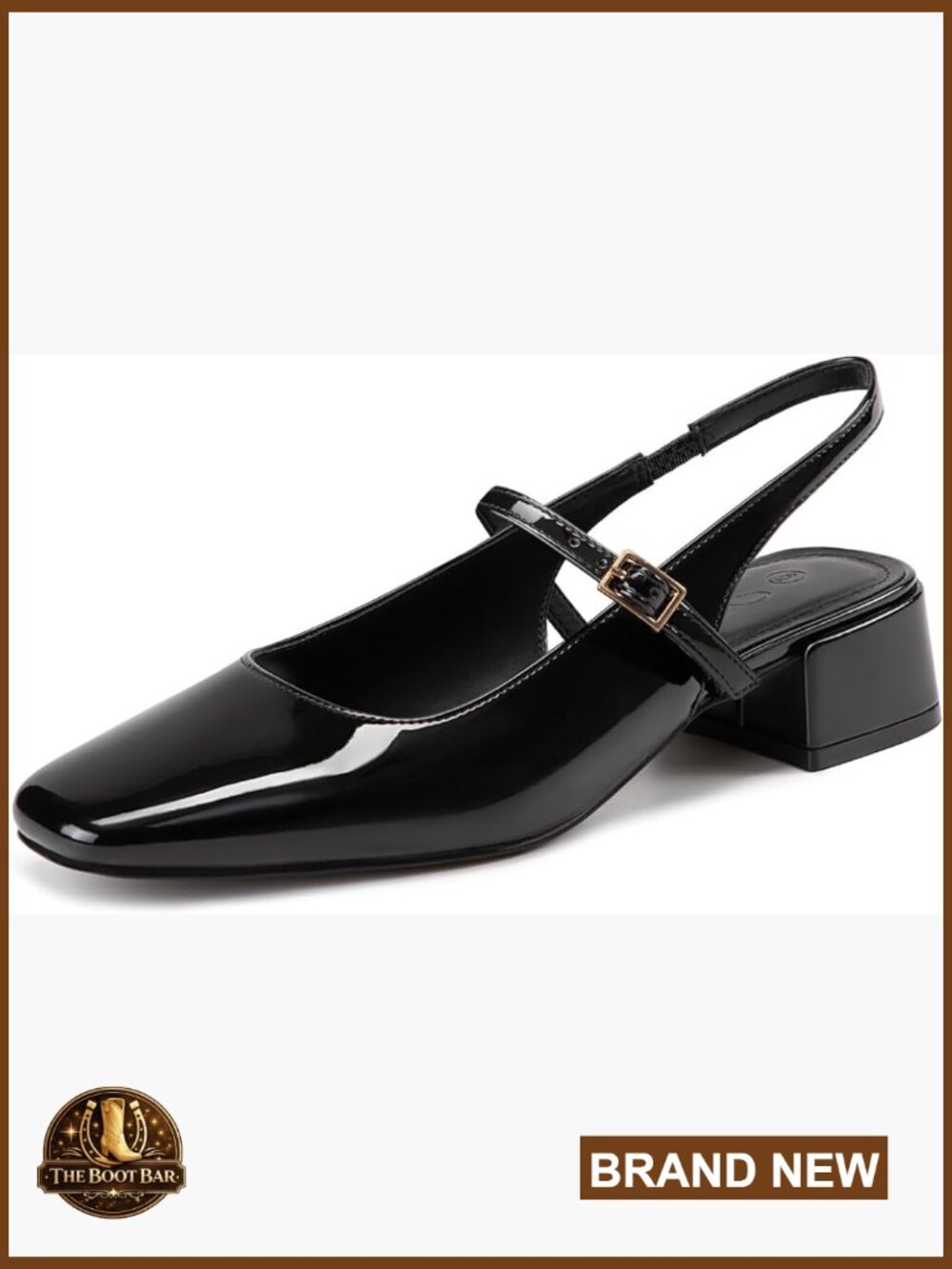 Closed Square Toe Mary Jane Heels Low Chunky Heel Slingback Dress Pumps
